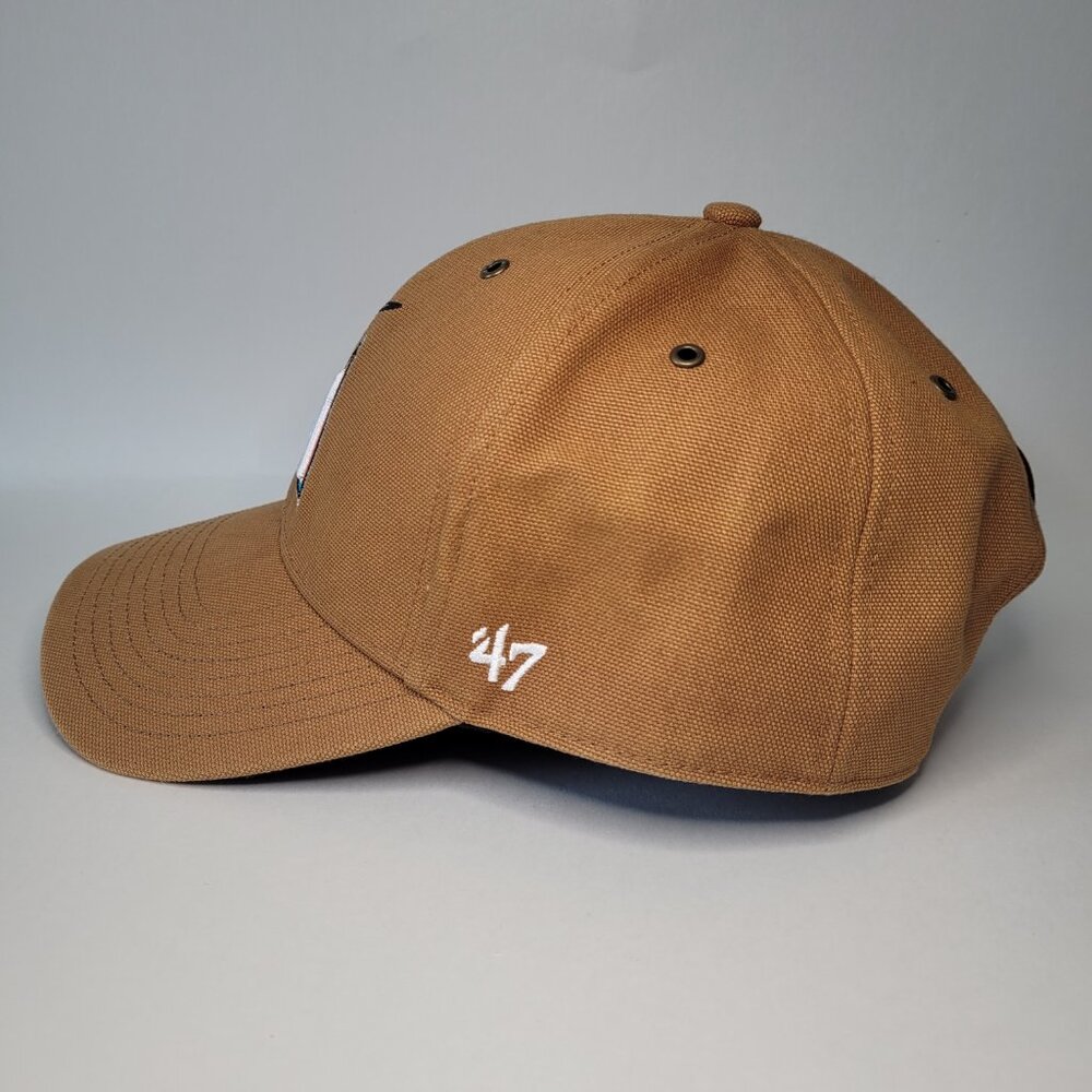 47 Brand Miami Marlins Hat Carhartt x '47 Mens Brown Adjustable Cap MLB Baseball - Picture 2 of 14